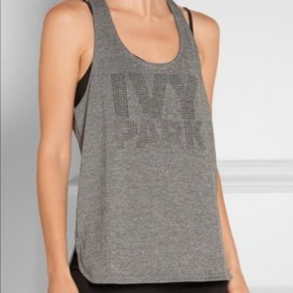 IVY PARK Grey Racerback Tank Top Laser Cut Out Mesh Logo Large - Picture 1 of 5